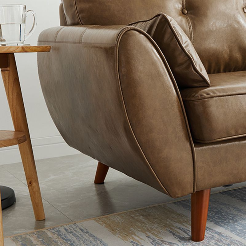 Faux lederen eigentijdse getufte standaard wijd uitlopende arm settee bank