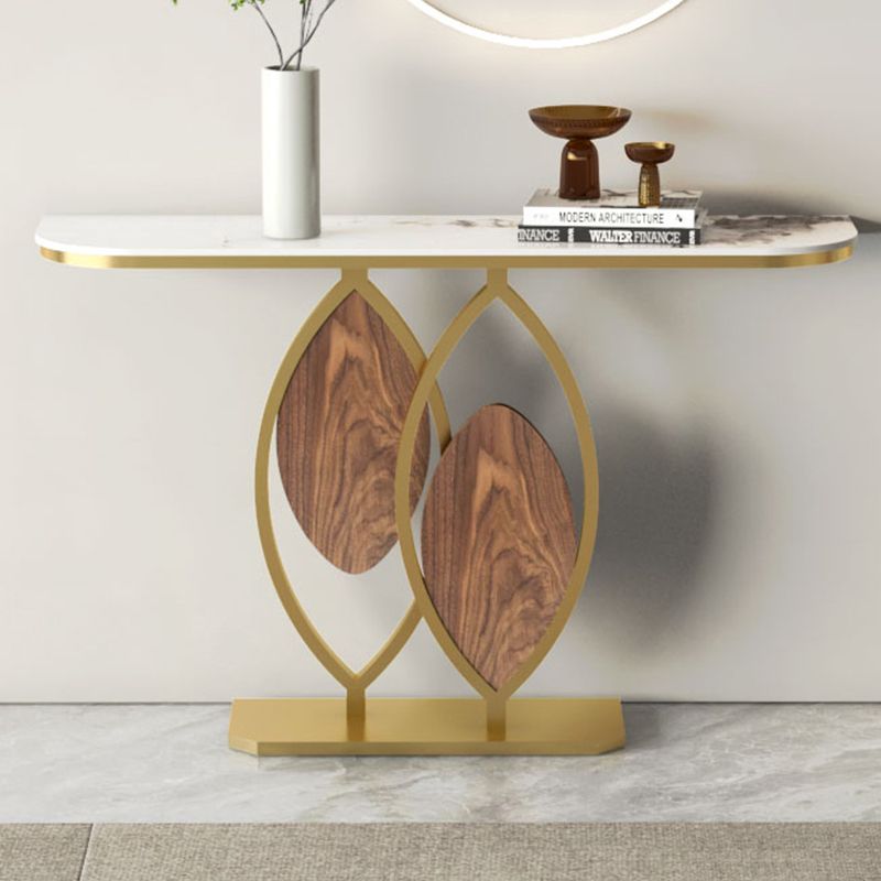 Tavolo di accento moderno largo 12 pollici a forma di mezza luna tavolo in metallo per sala