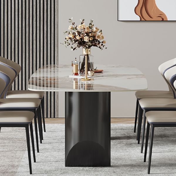 Metal Modern Rectangle Dining Table Sintered Stone Table for Dining Room and Kitchen Clearhalo ' dining_table' 'Dining Tables & Seating' 'Dining Tables' 'Furniture' 'furniture_dining_table' 'Kitchen & Dining Furniture' 'kitchen&dining_furn' 'kitchen' 'kitchen_dining_table' 1200x1200_6fb02347-8b56-46c5-bfce-ac94a5b1f697