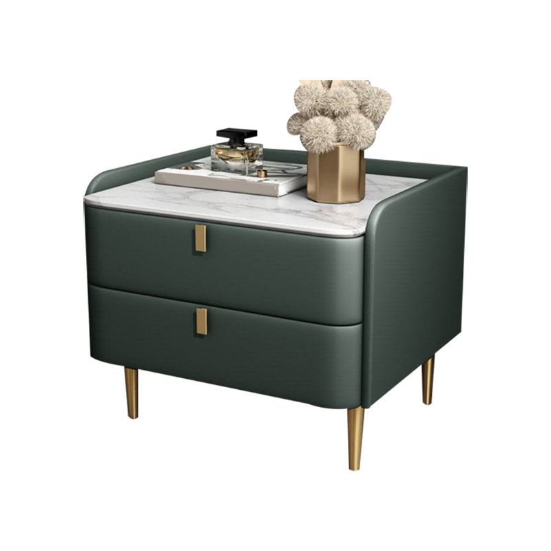 2 laden Glam Accent Table nachtkastje Antiek afwerking Nachtstand