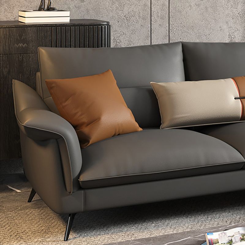 Sofá de sala de estar de cuero con brazo acampanado estacionario de Glamam