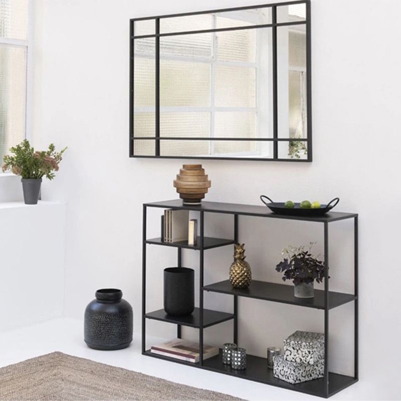 Modern Metal Bookshelf Black Etagere Open Shelf Horizontal Bookcase Clearhalo 'Bookcases' 'furn' 'furn_bookcases' 'Furniture' 'Office Furniture' 1200x1200_6fb59a3f-6c90-4d4f-8b4e-10b9fea9b433