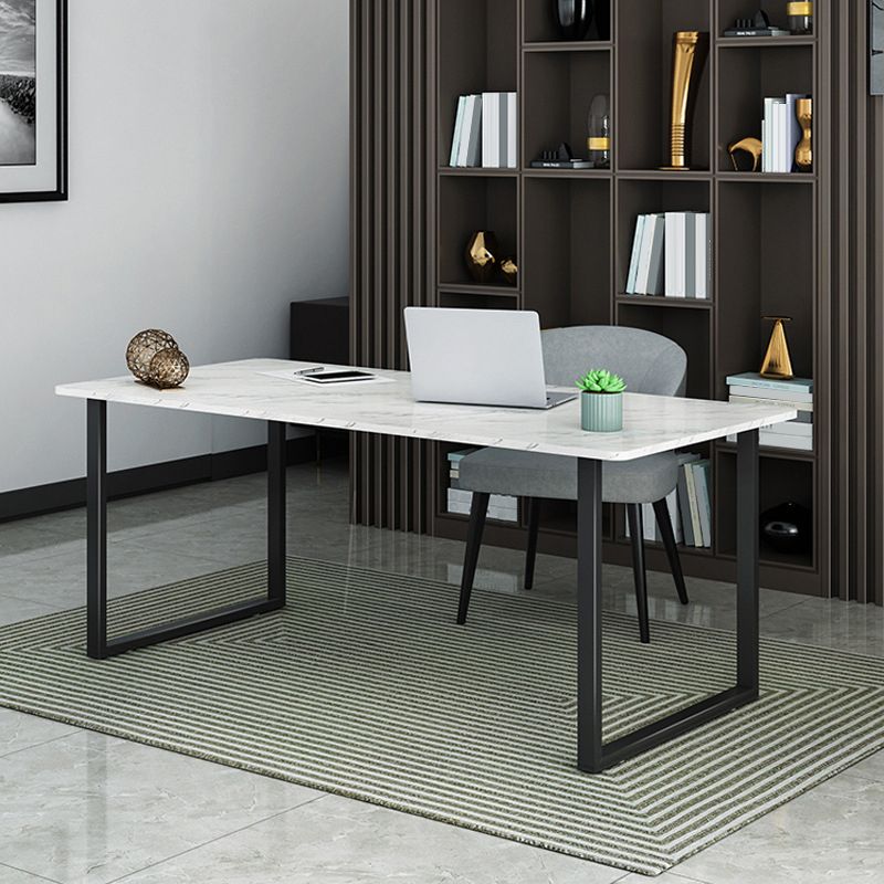 Rectangular Office Desk with Metal Legs Marble Mirrored Writing Desk Clearhalo 'furn' 'furn_office_desk' 'Furniture' 'Office Desks' 'Office Furniture' 'office_desk' 1200x1200_6fb5a8b5-e78e-46f9-888a-44cdcfe7d351