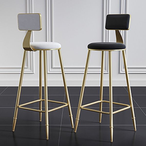 Nordic Armless Backrest Counter Stool Steel Cafe Bar Stool with Velvet Cushion and Pedal Clearhalo 'Bar Furniture' 'Bar Stools' 'bar_stools' 'furn' 'furn_bar_stools' 'Furniture' 'furniture_bar_stools' 'Kitchen & Dining Furniture' 1200x1200_6fb6ddc5-e7da-45c1-961b-28324128c0f0