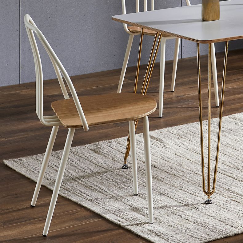 Contemporary Metal Dining Chair Slat Back Side Armless Chair for Kitchen Clearhalo ' kitchen&dining_furn' 'Dining Chairs' 'Dining Tables & Seating' 'dining_chair' 'furn' 'furn_dining_chair' 'Furniture' 'furniture_dining_chair' 'Kitchen & Dining Furniture' 'kitchen' 1200x1200_6fb6e379-e094-41c1-a294-e2808a8c7405