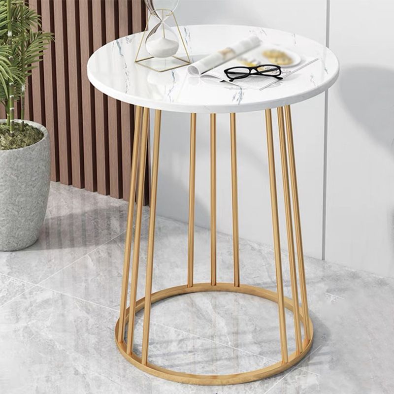 Mid-Century Modern Wooden Round Top End Table Abstract Metal Frame Sofa Side Table Clearhalo 'Coffee & Accent Tables' 'End & Side Tables' 'end_side_table' 'end_side_tables' 'furn' 'furn_end_side_tables' 'Furniture' 'furniture_end_side_table' 'Living Room Furniture' 1200x1200_6fb756ef-c13d-494e-834c-29931de95c51