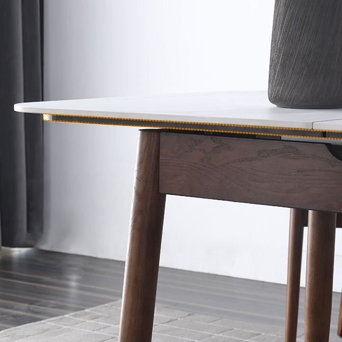 Contemporary Style Sintered Stone Dining Table with Built-in Storage Layer and 4 Legs Base Clearhalo 'Dining Room Sets' 'Dining Tables & Seating' 'dining_room_set' 'furn' 'furn_dining_room_set' 'Furniture' 'furniture_dining_room_set' 'Kitchen & Dining Furniture' 'kitchen&dining_furn' 'kitchen' 1200x1200_6fb8a129-4f07-4a51-978e-a92df2a12b1c