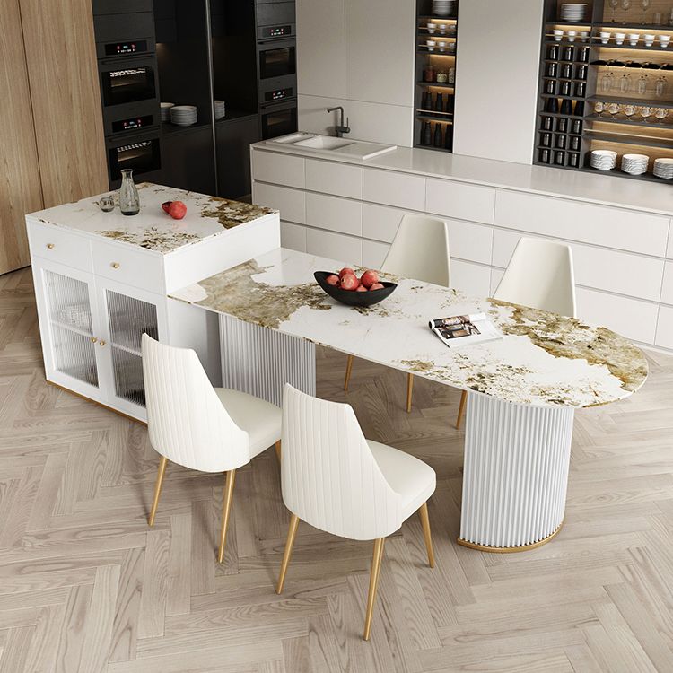 Free Form Sintered Stone Table for Restaurant Luxury Table with Double Pedestal Clearhalo 'Dining Tables & Seating' 'Dining Tables' 'dining_table' 'furn' 'furn_dining_table' 'Furniture' 'furniture_dining_table' 'Kitchen & Dining Furniture' 'kitchen' 'kitchen_dining_table' 1200x1200_6fba1da4-669d-401f-a4f7-ea5187425c81