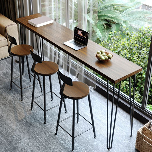 Rettangolo tavolo da banco di altezza moderna gambe in metallo altezza tavolo da pranzo in naturale