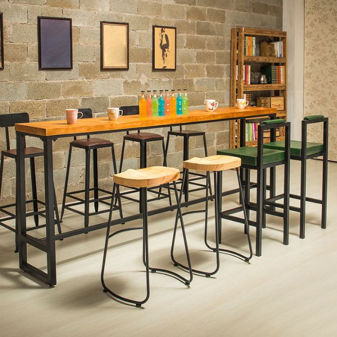 Industrial Bar Table Solid Wood Bar Dining Table with Trestle Base Clearhalo 'Bar Furniture' 'Bar Tables' 'bar_tables' 'furn' 'furn_bar_tables' 'Furniture' 'furniture_bar_tables' 'Kitchen & Dining Furniture' 1200x1200_6fbe9a4f-5f73-4095-89a1-fe047f79ae2d