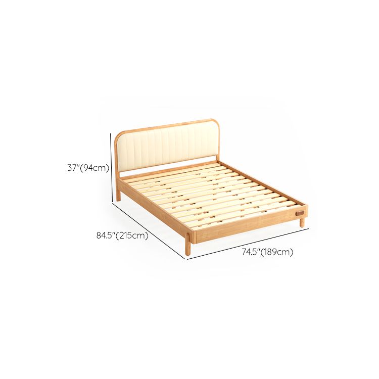 Scandinavisch standaard bed houtframe bed met gestoffeerd hoofdeinde