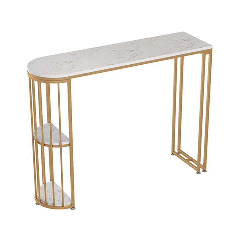 Glossy White Marble Top Bar Table with Storage Glam Specialty Pub Table for Home Clearhalo 'Bar Furniture' 'Bar Tables' 'bar_tables' 'furn' 'furn_bar_tables' 'Furniture' 'Kitchen & Dining Furniture' 1200x1200_6fbf53fc-58d0-48e9-bf32-b2cdc712fdb7