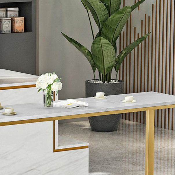 Glam Barset 1/3/5-delig Kunstmarmeren pubtafel met massieve rugleuningen
