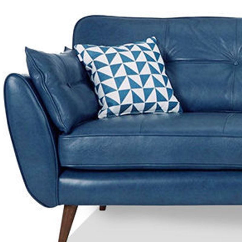 33.46" Flared Arm Sofa with Tufted Split-Back Sofa, Blue Genuine Leather