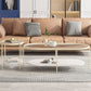 4 Legs Metal Coffee Table Shelf Included Oval Glass Top Cocktail Table Clearhalo 'Coffee & Accent Tables' 'Coffee Tables' 'coffee_tables' 'furn' 'furn_coffee_tables' 'Furniture' 'Living Room Furniture' 1200x1200_6fc24c21-38d7-4762-b23e-0cfea7ffbd81