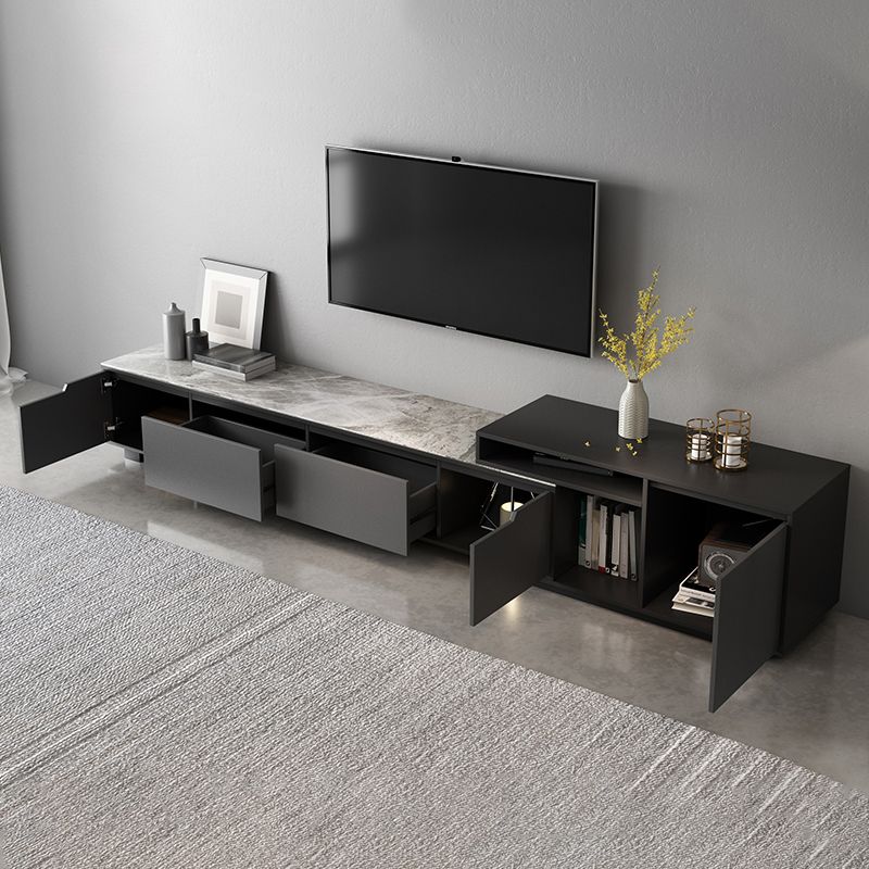 Modern TV Stand With Glide Drawer , Grey , TV Cabinet with Storage Clearhalo 'furn' 'furn_tv_stands_entertainment_centers' 'Furniture' 'Living Room Furniture' 'TV Stands & Entertainment Centers' 'TV Stands & Media Storage Furniture' 'tv_stands_entertainment_centers' 1200x1200_6fc2894c-e310-4f6d-b7d0-749e12aa2217