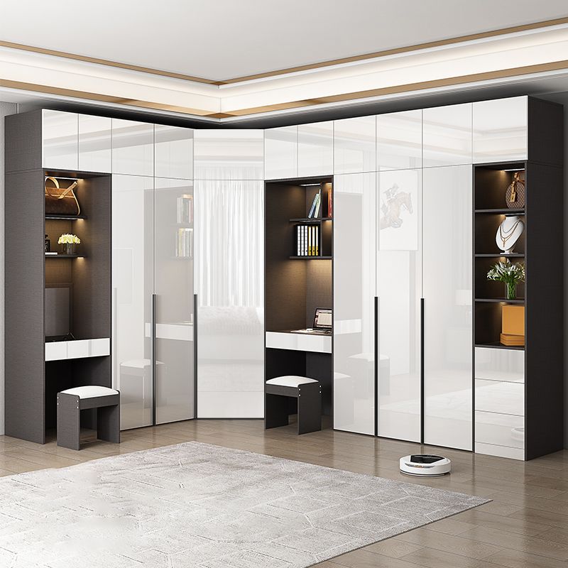 Zeitgenössische technische Holzgarderobe Spiegelgesperrter Kleiderschrank mit 1 Schublade