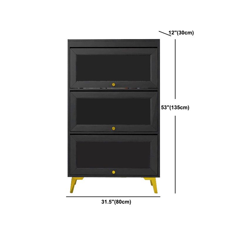 Modern 11.81" W Wooden Side Cabinet with Glass Doors in Black Clearhalo 'Cabinets & Chests' 'cabinets_chests' 'furn' 'furn_cabinets_chests' 'Furniture' 'Living Room Furniture' 1200x1200_6fc55ac3-f345-487c-a09e-1a639c888851
