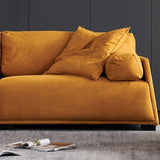 Leather Sofa Stationary Settee Solid Color Modern Sofa for Living Room