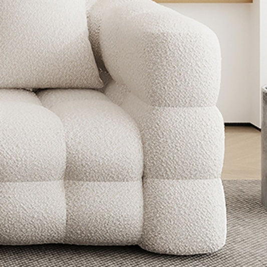 Tuxedo Arm Sofa Sewn Pillow Back Modern Seating in White for Apartment