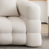 Tuxedo Arm Sofa Sewn Pillow Back Modern Seating in White for Apartment