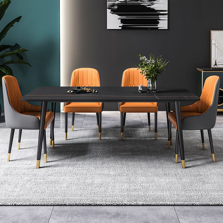 Black Rectangle Dining Table Set 1/2/5/7 Pieces Stone and Metal Dinette Set Clearhalo 'Dining Room Sets' 'Dining Tables & Seating' 'dining_room_set' 'furn' 'furn_dining_room_set' 'Furniture' 'Kitchen & Dining Furniture' 1200x1200_6fce84f5-3d17-496f-8398-035cbe2de881