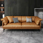 Tan Cushion Back Contemporary Stain-Resistant Genuine Leather Sofa Clearhalo 'furn' 'furn_sectionals' 'Furniture' 'furniture_sectionals' 'kitchen' 'kitchen_sectionals' 'Living Room Furniture' 'Sectionals' 1200x1200_6fcf02d6-c3d0-4db5-af3d-16a1a579fd9a