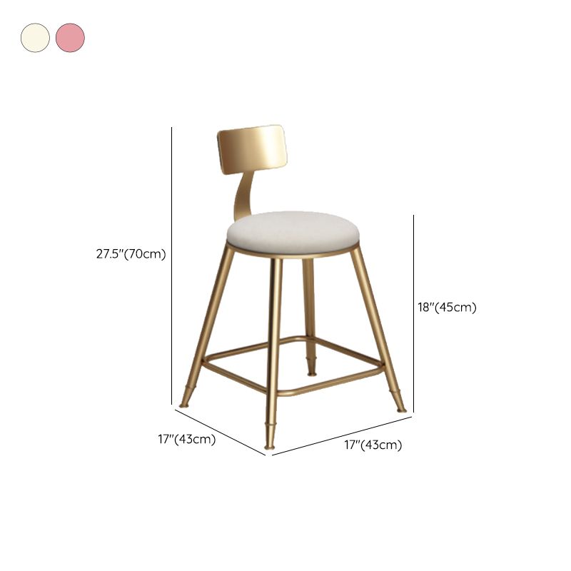 Taburete de bar de hierro con respaldo sin brazos Glam, taburete con cojín para tienda de té con leche