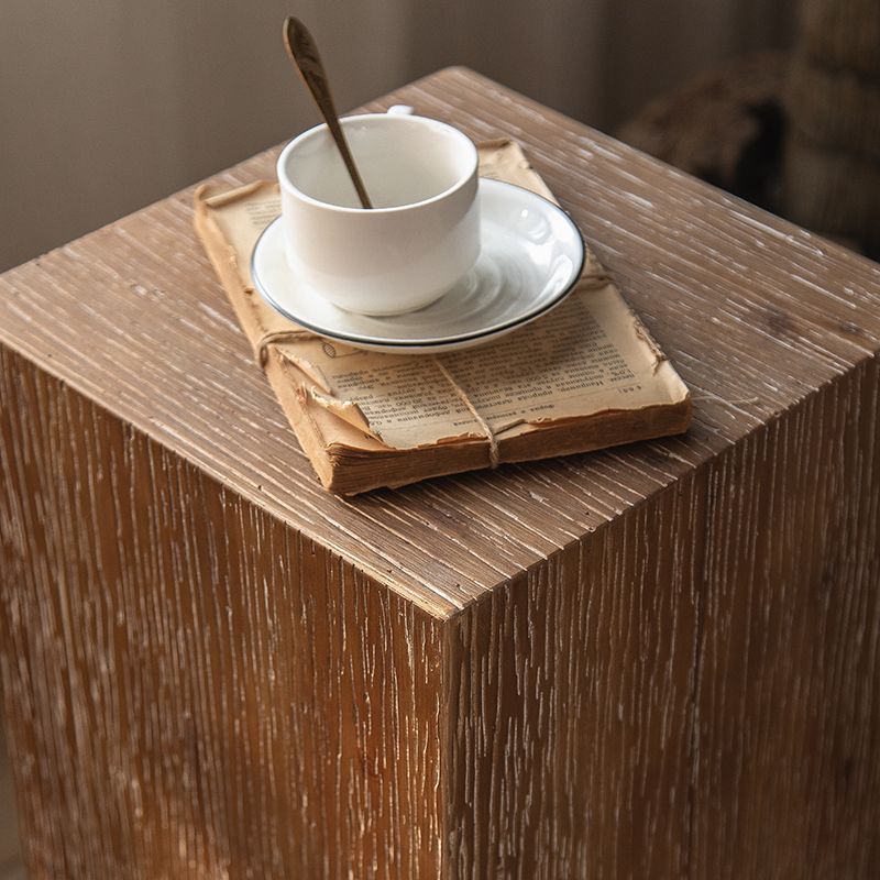 Rustic 11.81" Wood End Table Square Side Table in Distressed Finish