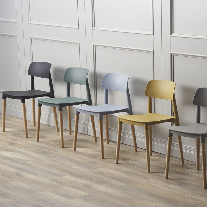 Contemporary Style Dining Chair Armless Dining Chairs with Wooden Legs for Kitchen