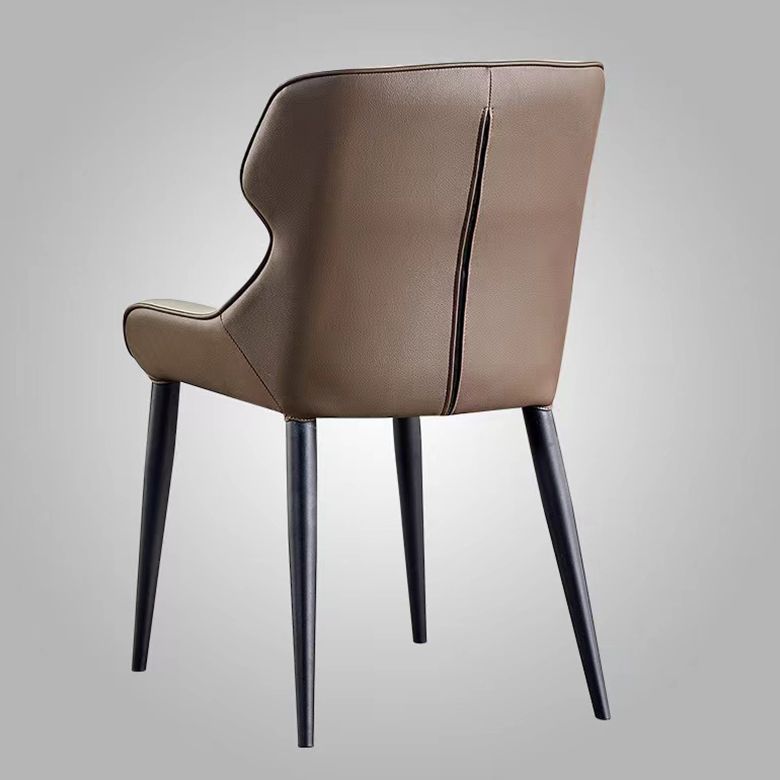 Sedie da pranzo in pelle finta moderna gambe in metallo nero