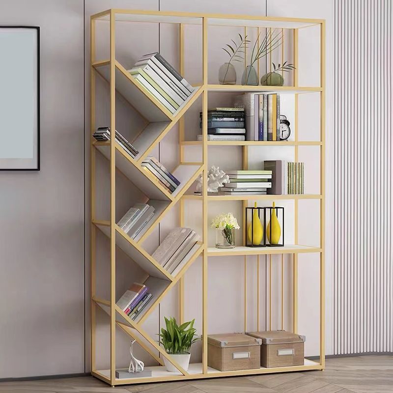 Modern Vertical Etagere Bookshelf Metal Frame Manufactured Wood Shelf Bookcase Clearhalo 'Bookcases' 'Furniture' 'furniture_bookcases' 'Office Furniture' 1200x1200_6fd8a435-f599-476c-9b54-e50ac2ae7c1d