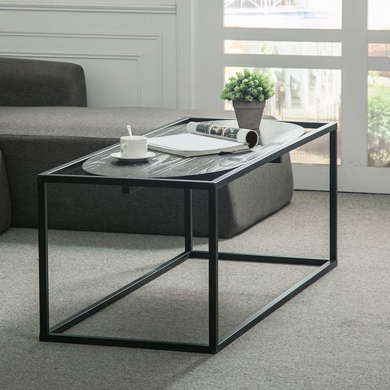 Solid Wood Rectangular Coffee Table Contemporary 1 Single Iron Frame Cocktail Table Clearhalo 'Coffee & Accent Tables' 'Coffee Tables' 'coffee_tables' 'furn' 'furn_coffee_tables' 'Furniture' 'Living Room Furniture' 1200x1200_6fdc23e5-4116-4b48-ae3c-b2461367c52a