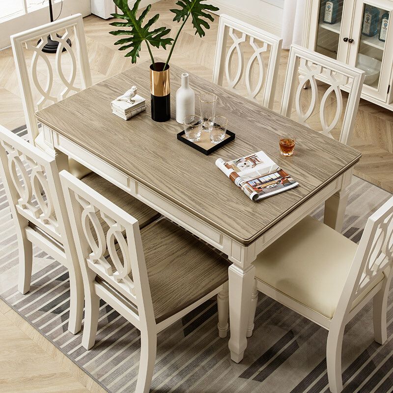 Rechthoekige eettafel massief hout 4 poten eettafel voor eetkamer