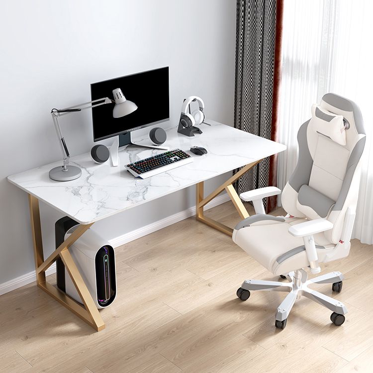 Escritorio de escritura rectangular moderno escritorio de oficina en casa con patas de metal