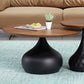 Modern Round Wooden Coffee Table Iron Pedestal Cocktail Table