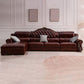 Genuine Leather Rolled Arm Sectional 36.22"High Camel Back Sofa, Dark Brown Clearhalo 'furn' 'furn_sectionals' 'Furniture' 'furniture_sectionals' 'Living Room Furniture' 'Sectionals' 1200x1200_6fdf74e0-aea4-43d2-9eeb-6efd711028bc