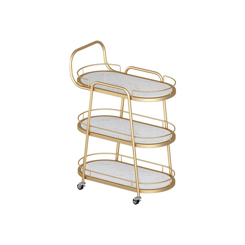 Zeitgenössischer ovaler Metall -Vorbereitungs Tabelle 32.28 "H Rolling Prep Tisch