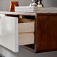 Matte Finish Media Console with Drawers Scandinavian TV Media Stand, Rubberwood