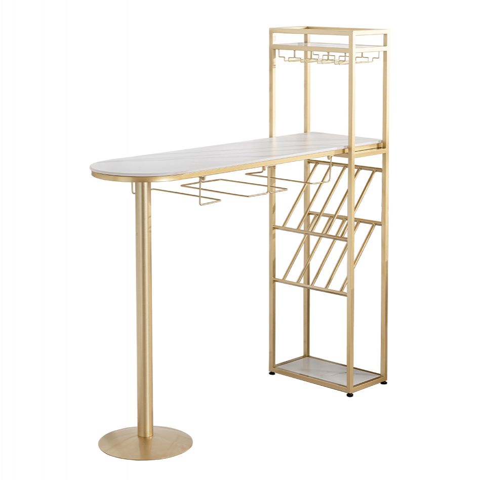 Glam Iron 41.3"H Bar Table White Specialty Top Indoor Bistro Table with Wine Rack