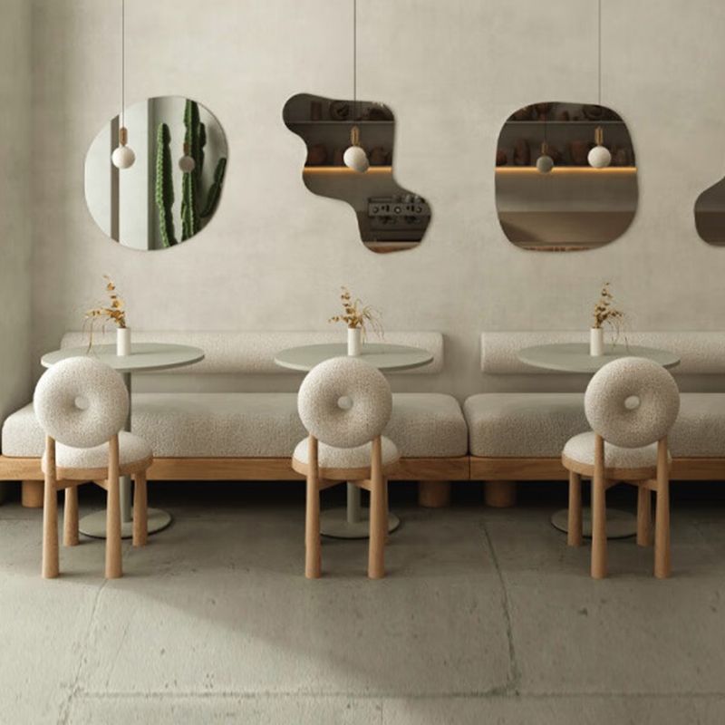 Silla de comedor sin brazo de madera sólida de comedor tapizado contemporáneo