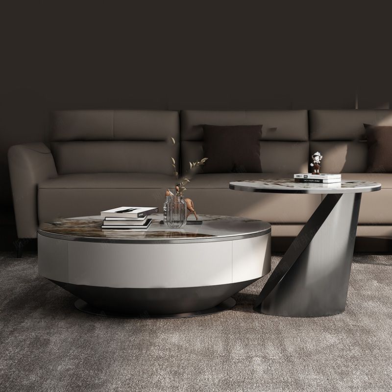 Glam Nesting Coffee Table Set Pedestal Coffee Table with Storage Drawers Clearhalo 'Coffee & Accent Tables' 'Coffee Tables' 'coffee_tables' 'furn' 'furn_coffee_tables' 'Furniture' 'Living Room Furniture' 1200x1200_6fe6e057-2555-442a-8add-7af58064033b