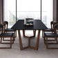 Matte Black Top Dinette Table with Wooden Frame Modern Indoor Dining Table