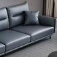 Blue Pillow Back Sectional Genuine Leather L-shape 3/4-Seat Sectional