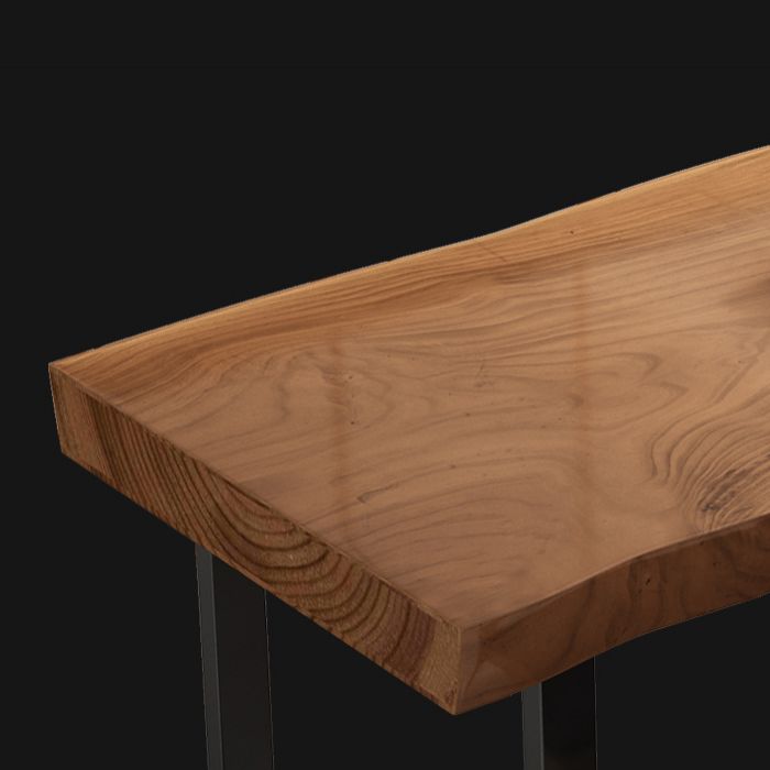 Metal Industrial Rectangle Dining Table Pine Wood Top Table for Dining Room