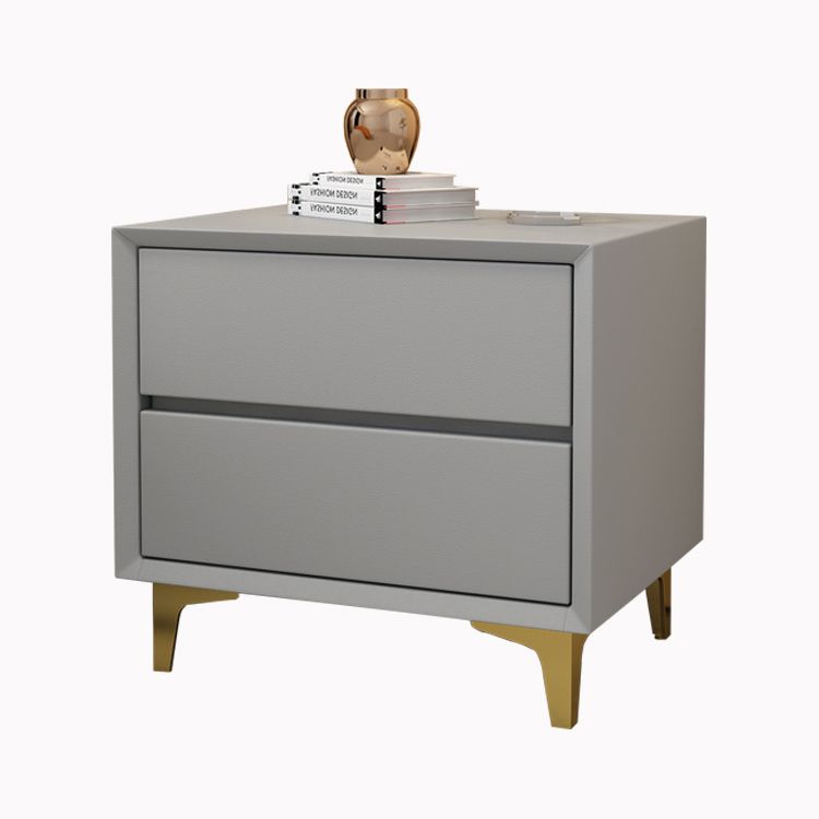 Table de chevet de lit en bois et en cuir moderne à table de chevet minimaliste avec tiroirs