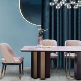 Mesa de comedor rectangular de piedra de lujo tradicional para el hogar