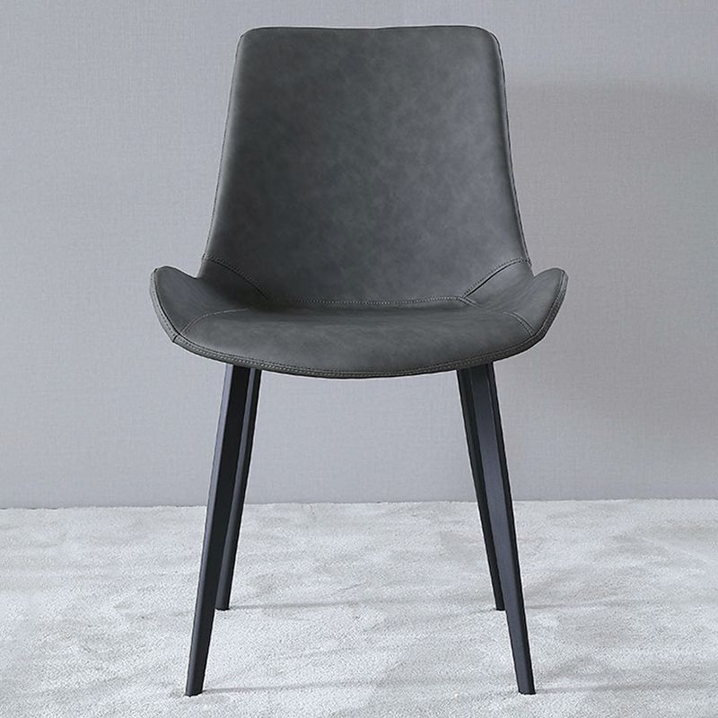 Industrial Dining Chair with Metal Frame Matte Finish Solid Back Side Chair