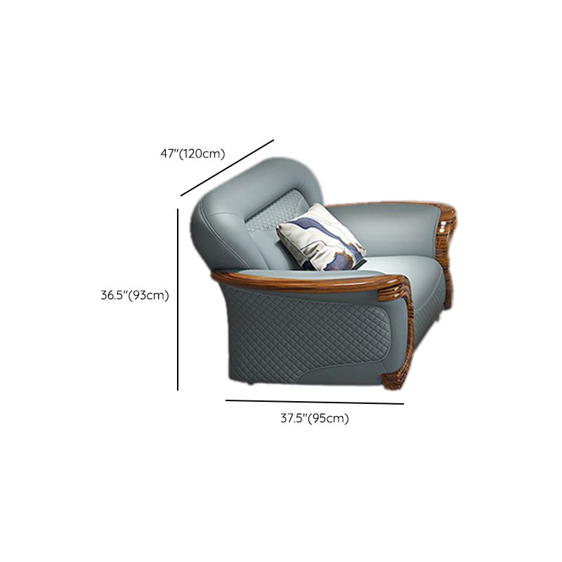 Solid Wood Contemporary Genuine Leather Flared Arm Sofa with Pillows Clearhalo 'furn' 'furn_sofas' 'Furniture' 'Living Room Furniture' 'Sofa' 'sofas' 1200x1200_6ff0322a-906a-447e-8f68-0263930f2278