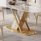 Glam Dining Rectangle Table Sintered Stone Table with Metal Legs for Kitchen Clearhalo 'Dining Tables & Seating' 'Dining Tables' 'dining_table' 'furn' 'furn_dining_table' 'Furniture' 'Kitchen & Dining Furniture' 1200x1200_6ff08335-4b70-4aed-a93b-0b0ef8444acf